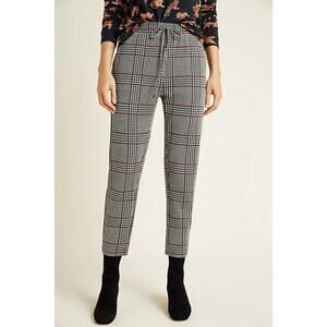 Anthropologie Academia Herringbone Plaid Pull-On Trousers Small Preppy Heritage
